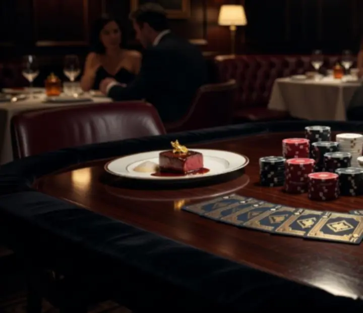 Signature poker-tematikus vacsoraest egy elegáns poker-asztal körül