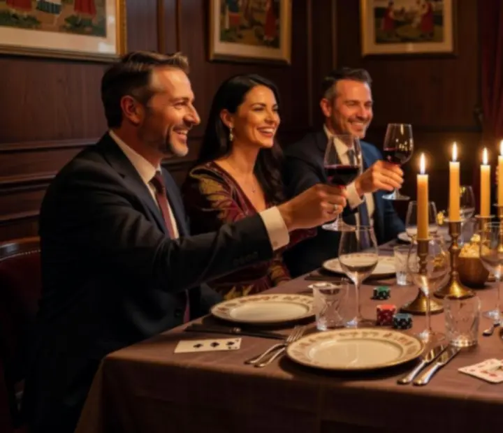 Privát szoba ünnepi dekorral és elegáns terítéssel